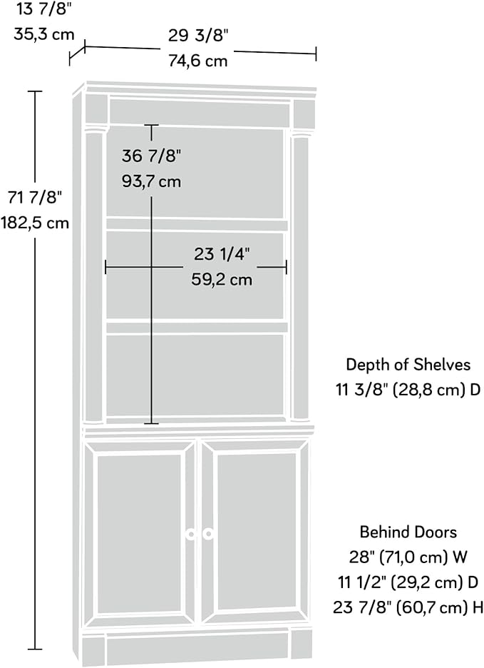Sauder Palladia Book Shelf, Bookshelf with Storage, Library Bookcase with Doors and Adjustable Shelves, in Wind Oak Finish