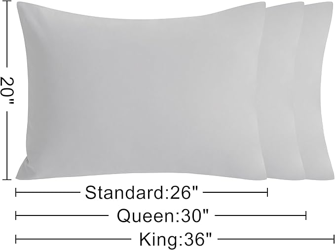 NTBAY Standard Cotton Pillowcases - Envelope Closure 20x26 Pillowcases Set of 2, Breathable and Soft Bed Pillow Cases, Light Grey