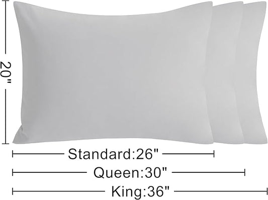 NTBAY Standard Cotton Pillowcases - Envelope Closure 20x26 Pillowcases Set of 2, Breathable and Soft Bed Pillow Cases, Light Grey