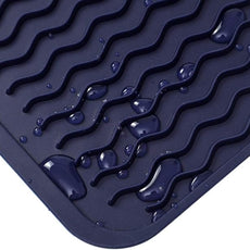 Silicone Dish Drying Mat for Multiple Usage,Easy clean,Eco-friendly,Heat-resistant Silicone Mat for Kitchen Counter or Sink,Refrigerator or drawer liner Navy Blue L 16 inches x 12 inches