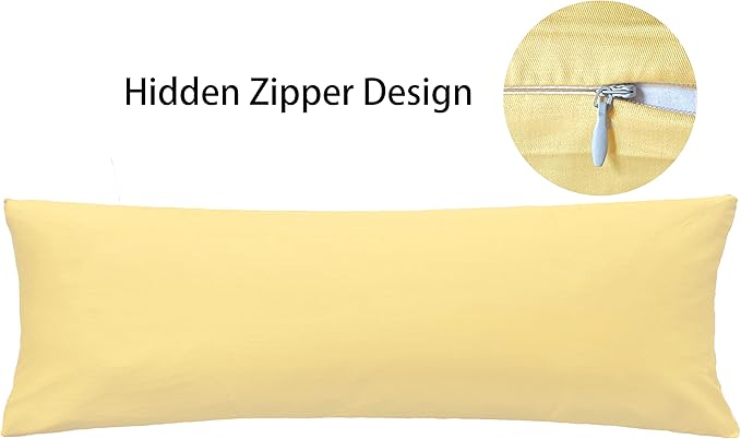 iMaylex Soft 100% Egyptian Cotton Zipper Pillow Case, Cozy and Lightweight Pillowcase, Easy Care, Apricot, Body, 20'' x 48''
