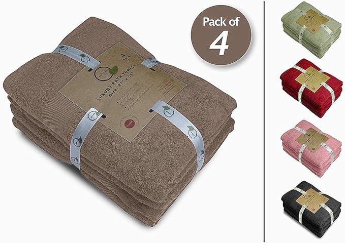 Softolle Luxury Bath Towels Set of 4 (27” x 54”) | Towels for Bathroom | Super Soft | Highly Absorbent Towels for Home, Spa, Gym (Taupe)