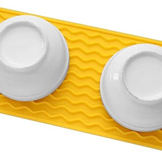 Silicone Dish Drying Mat for Multiple Usage,Easy clean,Eco-friendly,Heat-resistant Silicone Mat for Kitchen Counter,Sink,Bar,Bottle,or Cup Yellow M 17 inches x 6 inches