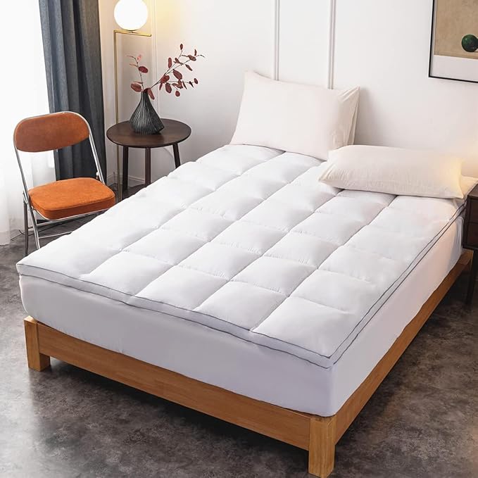DROVAN Mattress Pad Twin XL Size - Extra Thick Mattress Topper Cover - Pillow Top Deep Pocket with Breathable 7D Spiral Fiber Filling Cooling Mattress Cover