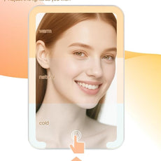 OMIRO Lighted Travel Makeup Mirror, 8 x 5 inches Desk Mirror with Foldable Stand and 3 Lighting Modes for Shaving and Travelling, White