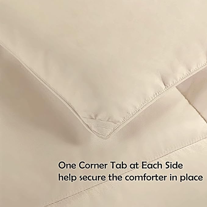 COHOME Quilted Full Size Comforter - All-Season Down Alternative Duvet Insert - Luxury Hotel Winter Warm Beige Comforter with Anti-Clump Tech & 8 Tabs- Reversible - Gift for Women & Men （82"x86"）