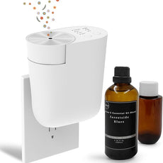 Plug-in Wall Diffuser | Waterless Essential Oil Aroma Diffuser | Portable Mini Home Scent Machine for Large Room | Aromatherapy Kit with 100ml Oil & Refill Bottle | White | Gift