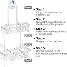 YASONIC Shower Caddy Hanging, Never Rust Shower Organizer Hanging, Aluminum Shower Racks for Inside Shower with Hooks for Razor, Bathroom Organizers and Storage with Soap Holder, Bright Silver