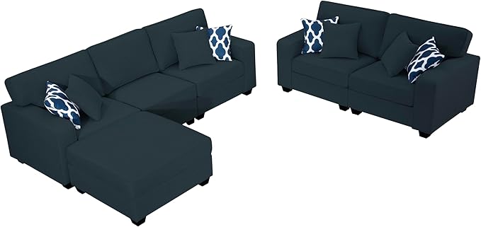 Legend Vansen Modular Sectional Sofa U Shaped Couch with Ottoman Modern Reversible Corner Sectional Couch for Living Room (Charcoal, 2+3 with Ottoman)