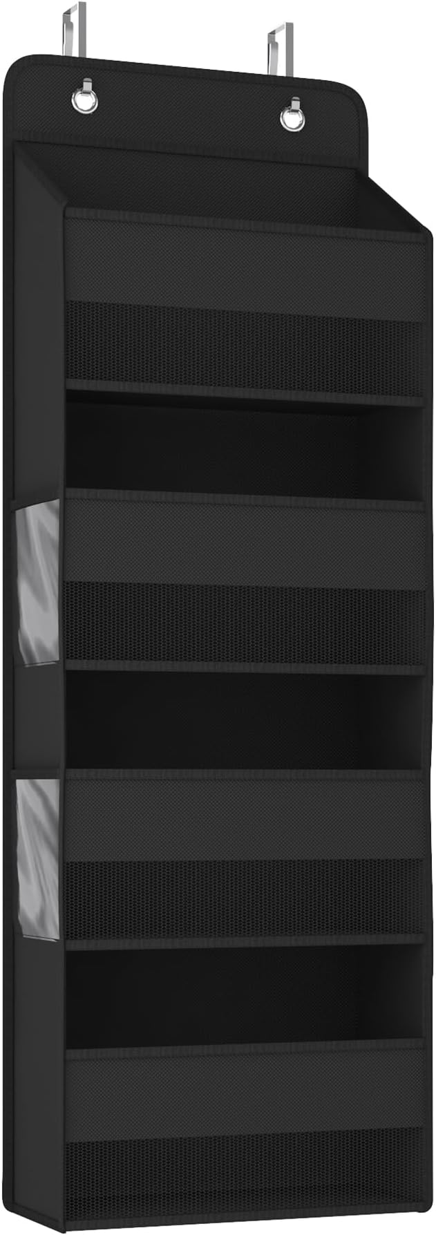 1 Pack 4-Tier Over the Door Organizer, Heavy-Duty Large Deep Pocket Hanging With 4 Large Front & 4 Side Pockets With for Pantry, Kitchen, Bathroom, Dorm, Black