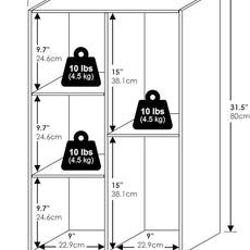 Furinno LUDER Book Shelf, 5-Cube Bookshelf, Reversible Bookcase, 9.4 x 19.5 x 31.5, for Living Room, Bedroom, Home Office, White/Light Blue