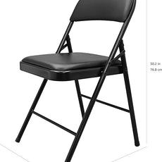 Amazon Basics Comfortable Vinyl-Padded Metal Steel Folding Chairs, Black, 4-Pack