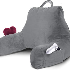 Nestl Reading Pillow for Kids & Teens with Shredded Memory Foam, Backrest Pillows for Reading, Watching, and Gaming, Use on The Couch, Bed, or Floor, Adjustable Support with Washable Cover Grey