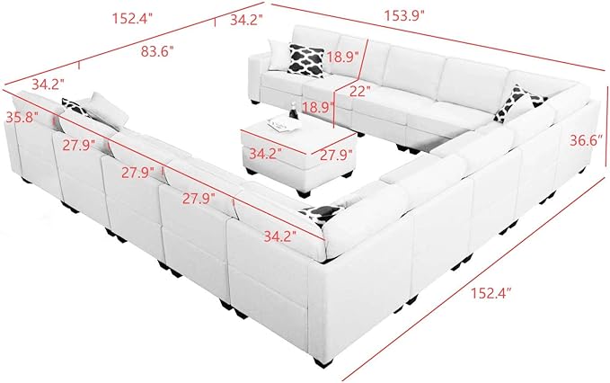 Legend Vansen Modular Sectional Sofa L Shaped Couch with Ottoman Modern Reversible Corner Sectional Couch for Living Room
