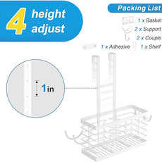 Hair Tool Organizer, 3-in-1 Universal Hair Dryer Holder, Adjustable Height Metal Blow Dryer Holder Wall Mounted/Over Cabinet Door/Free-Standing, Bathroom Organizer and Storage(White)