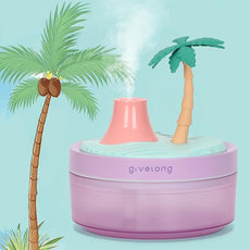 Cute Mini Humidifier, 320ml Coconut Tree Desktop Humidifiers for Bedroom, Portable Small Cool Mist Humidification for Home, Baby Nursery, Office & Indoor Plants, USB Powered