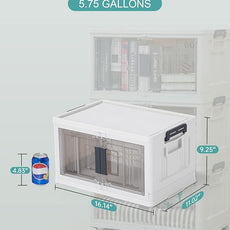OlarHike 23QT Stackable Storage Bins with Lids - Folding Storage Box with Doors and Wheels, Collapsible Plastic Storage Bins for Closets and Organization, Christmas Gifts, 3 Pack Cubes