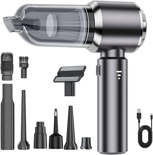 Car Vacuum Portable Cordless, 19000Pa Mini Vacuum Cleaner High Power 4-in-1 Compressed Air Duster Blower Pump Small Handheld Vacuum Cleaner Cordless Rechargeable for Car Home Office Desk