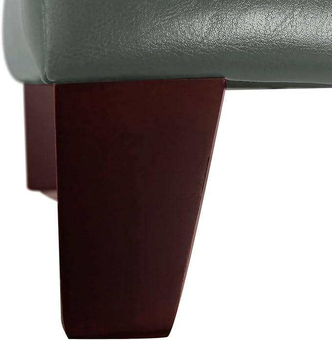 18x18 Faux-Leather Square Storage Ottoman with Hinged Lid Padded Lift Top Footstool, Grey Cement
