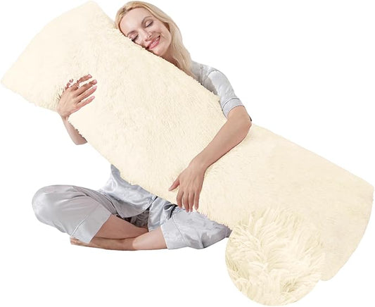 Bed Memory Foam Pillows with Removable Covers for Queen Bed 20x54 Soft Nursing Couch Pillows with Long Pillow Case for Beige Body Pillow Side Sleeper for Kids Machine Washable