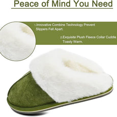 KuaiLu Womens Fluff Dual Memory Foam Slippers Ladies Cozy Arch Support Warm Scuff Slippers Slip on Comfy Winter House Shoes with Non-Slip Indoor Outdoor Hard Sole