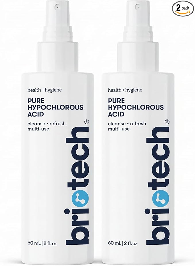 BRIOTECH Pure Hypochlorous Acid Spray and Cleanser, Original Premium HOCl Topical Solution, Multi-Purpose Cleaner, Family Approved & Pet Friendly, 2 fl oz Travel Size (2 Pack)
