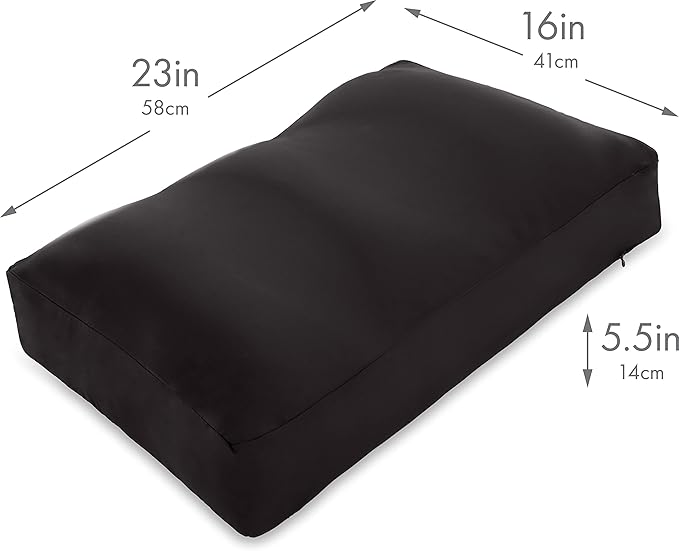 PILLOWY Premium Microbead Bed Pillow, Large Extra Fluffy But Supportive - Ultra Comfortable Sleep with Silk Like Anti Aging Cover 85% Spandex/ 15% Nylon Breathable, Cooling Matte Black