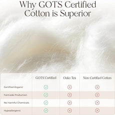 100% Cotton Organic Mattress Pad - Breathable & Cooling Mattress Protector Queen Size - Premium 300GSM Quilted and Noiseless Machine Washable Organic Mattress Protector (Ivory, Queen)