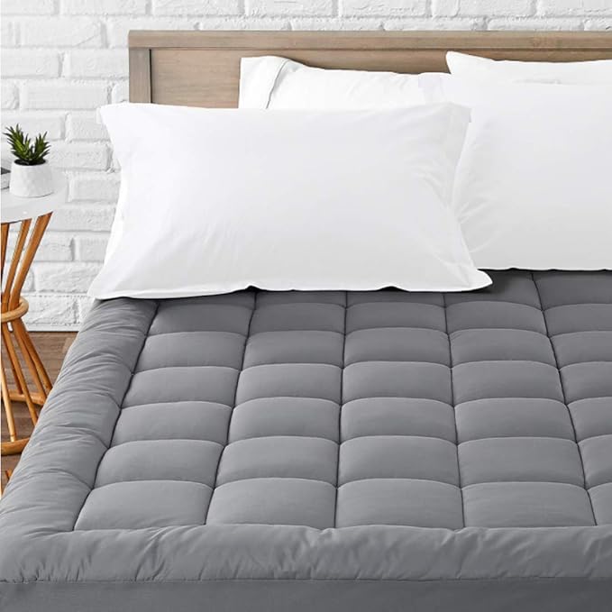 LEISURE TOWN Mattress Pad TwinXL Size Soft Cotton Mattress Cover,Quilted Fitted Mattress Topper with Deep Pocket fits 8-21 inch Mattress,Breathable Fluffy Pillow Top,Cooling Mattress Protector, Grey