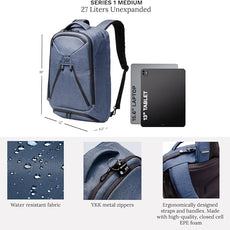 Knack Series 1 Laptop Backpack Fits up to 15 Inch - Knack Bags Carry-On Backpack, TSA Approved, Expandable Travel Backpacks With 3 Day Outfit Capacity (Indigo Blue, Medium)