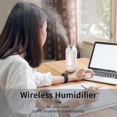 HandFan Small Portable Humidifier Rechargeable, 140ml/h Wireless Ultrasonic humidifier Battery Operated, Mini Personal Cordless Cool Mist Humidifiers, for Bedroom Office Travel Car Plants(Gray)