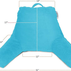 Nestl Reading Pillow with Shredded Memory Foam, Designed for Sitting Up in Bed and Couch, Back and Arms Adjustable Support for Adult & Teens Backrest Pillows for Reading, Washable Cover, Bright Blue