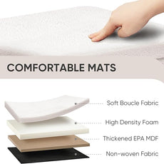 PINPLUS Storage Ottoman Cube Ottoman Foot Rest,Small Foldable Portable Boucle Upholstered Sherpa Ottomans, Faux Teddy Fur, White 16.5