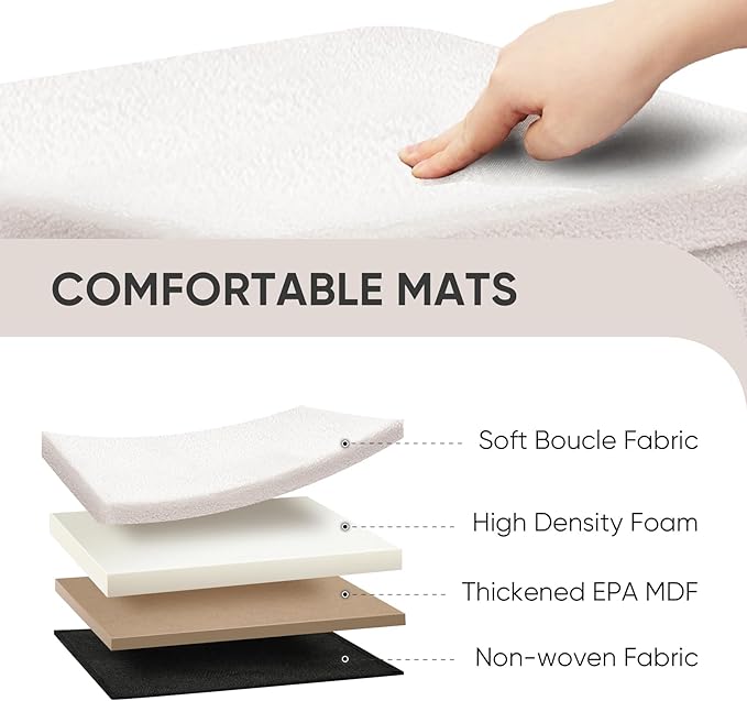 PINPLUS Storage Ottoman Cube Ottoman Foot Rest,Small Foldable Portable Boucle Upholstered Sherpa Ottomans, Faux Teddy Fur, White 16.5"x12.6"x12.6"