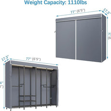 VIPEK V40LC Covered Clothes Rack with Dimmable LED Lights, Heavy Duty Garment Rack with Cover Portable Closet Wardrobe Clothing Racks for Hanging Clothes, Black Closet Racks with Grey Oxford Cover