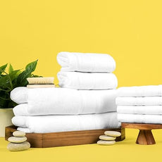 Luzia 8 Piece Bathroom Towel Set - 100% Turkish Cotton, Premium Quality - 2 Bath Towels 2 Hand Towels and 4 Washcloths (White)
