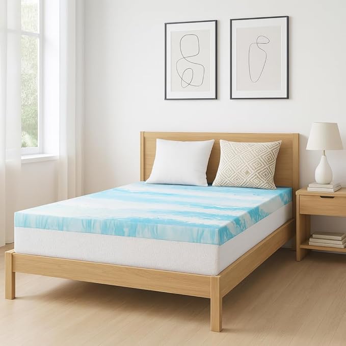 Memory Foam Mattress Topper King - 2 Inch Gel Infused Bed Toppers, Pressure Relief Mattress Pad, CertiPUR-US Certified