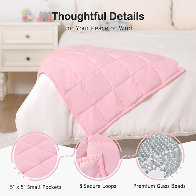 Kivik Weighted Lap Blanket 2 lbs, 20" x 30" Pink Small Weighted Blankets, All-Season Breathable Mini Weighted Lap Pad, Soft Heavy Throw Blanket for Travel, Calming & Sleep, Washable