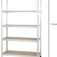 Amazon Basics 5-Tier Medium Duty Storage Shelving Single Post Press Board Shelf - 48 x 18 x 72 Inches, Aluminum
