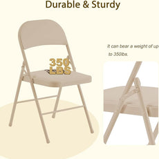 10 Pack Folding Chairs with Padded Cushion and Back, Khaki Portable and Foldable Chairs with Durable Metal Frame for Indoor Outdoor Office Party Events Kitchen, 330lbs Capacity