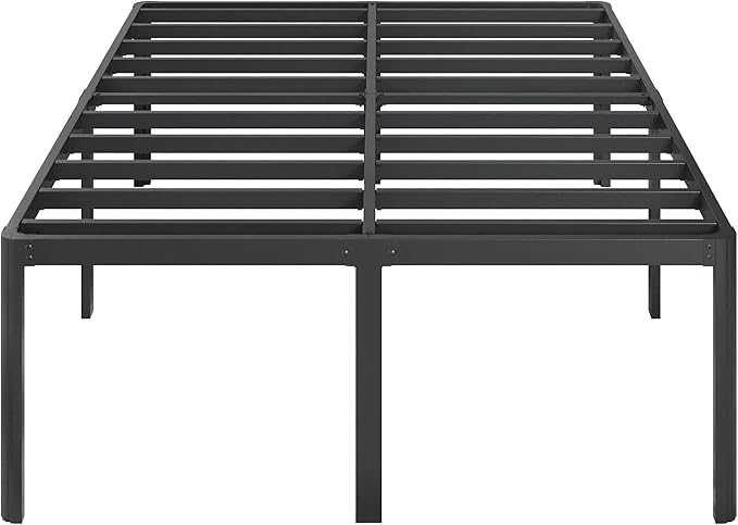 22 Inch High Full Size Bed Frame with Rounded Corner Legs, Sturdy Mattress Foundation, Heavy Duty Metal Platform Bed Frame Full No Box Spring Needed, Noise Free, Easy Assembly, Black