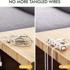 AHASTYLE Cable Organizer Holder 5 Slots Desktop Cord Wire Clips Keeper for Organizing USB Cable/Power Cord/Wire Home Office and Car (Pink)