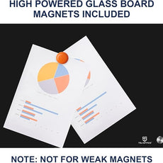 TSJ OFFICE Glass Dry-Erase Board - 36 x 24 Inches Wall Mounted Black Glass Magnetic Whiteboard, Frameless Large White Board for Office, Home & School