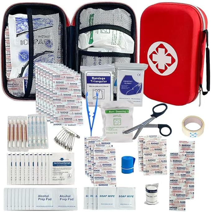 284 PCS First Aid Kit for Home, Car, Travel & Outdoor – Compact Portable Emergency Survival Kit for Camping, Hiking, Office, Business, and Public Use – Red Small Medical Essential Set