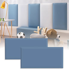 3D Anti-Collision Wall Padding, Peel & Stick Upholstered Panels, Queen Headboard, Playroom Decorative Protection, Pack of 2 Panels - 23.6' X 11.8' (Dark Gray Blue)