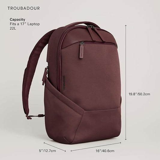 Troubadour Apex 4.0-22L Premium Laptop Backpack - Ergonomic & Water Resistant - Designed for Work and Travel - Bronze Red