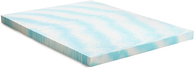 Linenspa 4 Inch Gel Swirl Memory Foam Mattress Topper – Cooling Gel Infused – Pressure Relieving Bed Topper - Mattress Pad – CertiPUR Certified - Full Size