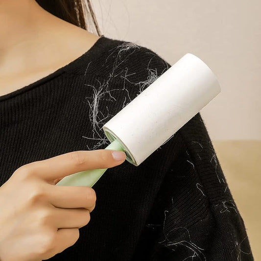 Pet Hair Lint Roller Extra Sticky Lint Remover for Clothing Furniture Carpet Couch 4 Rollers with 2 Handles (Pink/Green Handles & 4 Refills)
