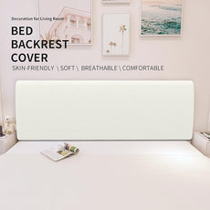 Easy-Going Stretch Bed Headboard Slipcover, Small Square Jacquard Furniture Cover, Dustproof Protector Cover for Bedroom Decor (Twin, Cream)