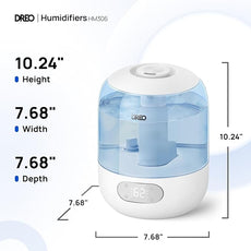Dreo Humidifiers for Bedroom, Cool Mist Ultrasonic Humidifiers with 30Hr Runtime, Top Fill 3L Tank, Easy Clean, Humidity Sensor, Night Light for Baby, Nursery, 360° Nozzle for Plants and Home, Blue